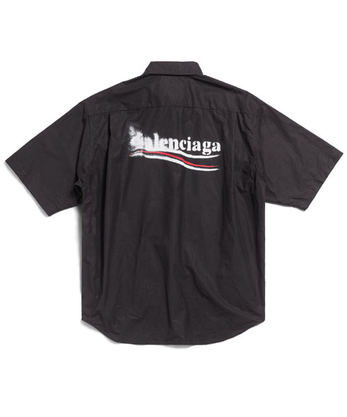 폴리티컬 스텐실 라지핏 반소매 셔츠