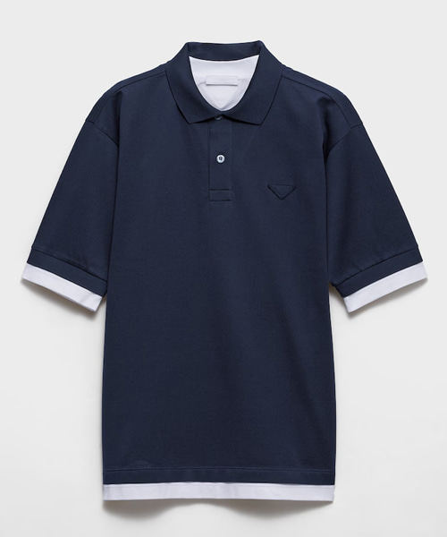 삼각 로고 패치 코튼 폴로셔츠