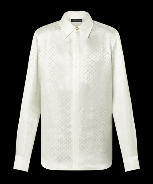 모노그램 롱 슬리브 실크 셔츠