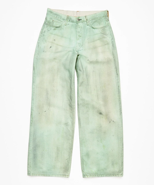 민트 그린 논 스트레치 배기핏 진