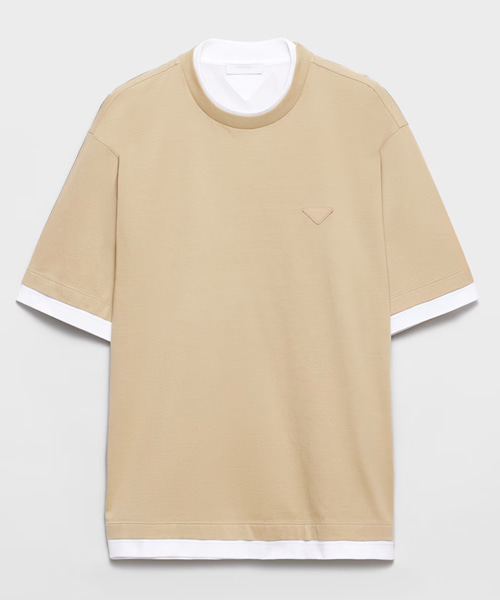 삼각 로고 패치 코튼 티셔츠