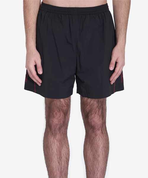 사이드 로고 자수 밴딩 코튼 쇼츠