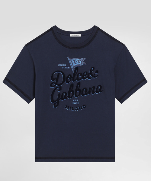 로고 저지 코튼 티셔츠