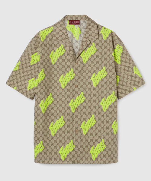 프린트 코튼 포플린 볼링 셔츠