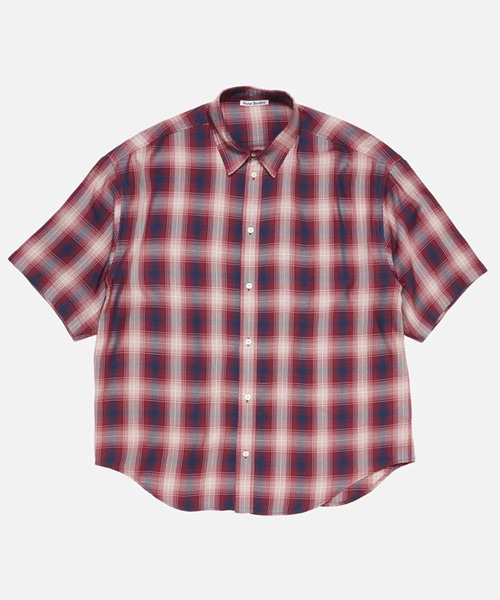 체크 패턴 릴랙스 핏 버튼업 셔츠