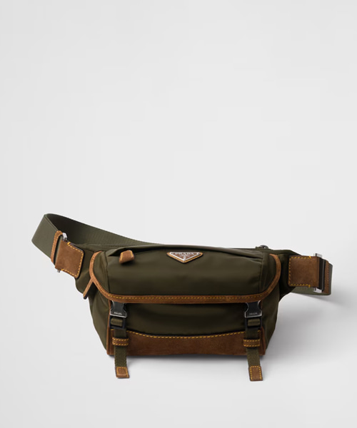 스몰 리나일론 및 스웨이드 숄더 백