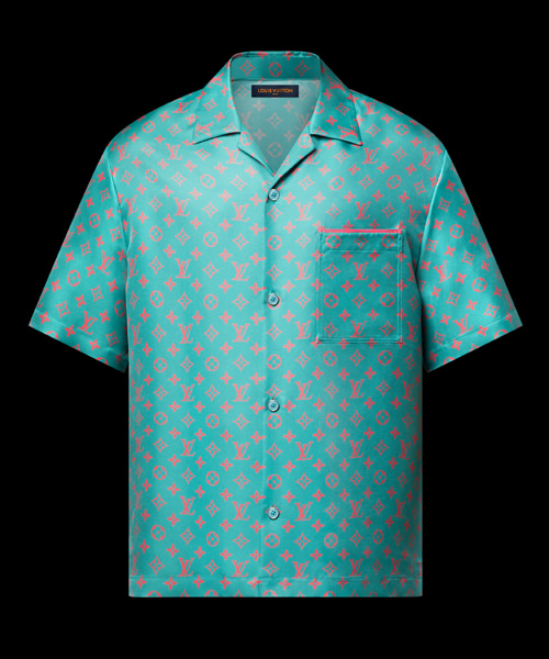 모노그램 숏 슬리브 실크 셔츠