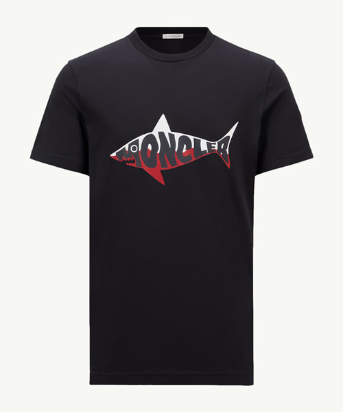 샤크 로고 코튼 티셔츠