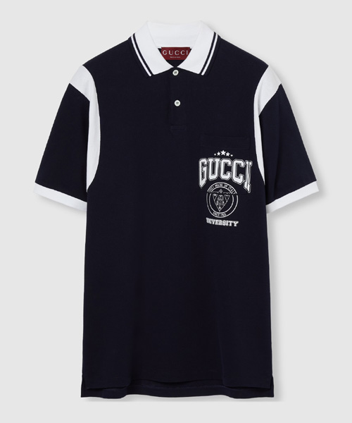 프린트 코튼 피케 폴로셔츠