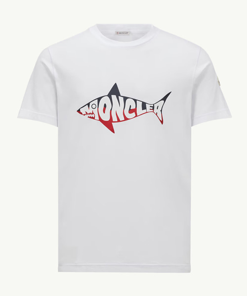 샤크 로고 코튼 티셔츠