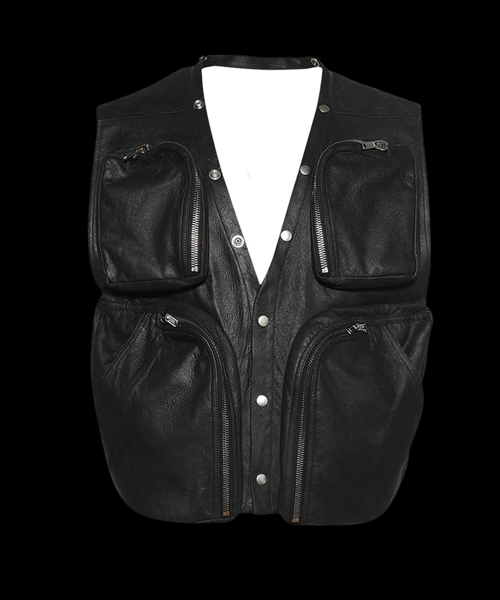 멀티포켓 가죽 베스트 자켓