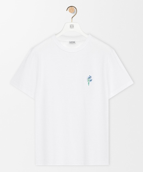 멀티컬러 로고 자수 코튼 티셔츠