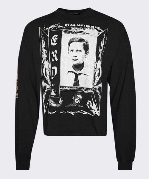 다이 배드 로고 프린트 코튼 롱 슬리브 티셔츠