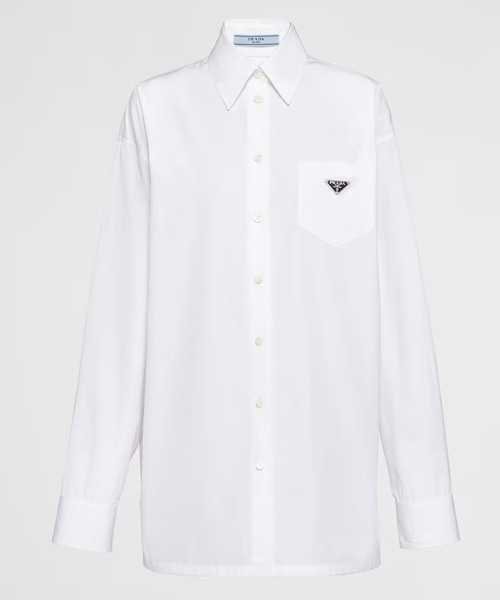 삼각 로고 패치 포플린 셔츠