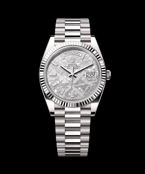 데이-데이트 화이트 골드/메테오라이트 40