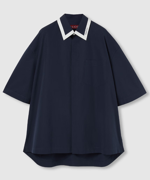 포플린 코튼 숏 슬리브 셔츠