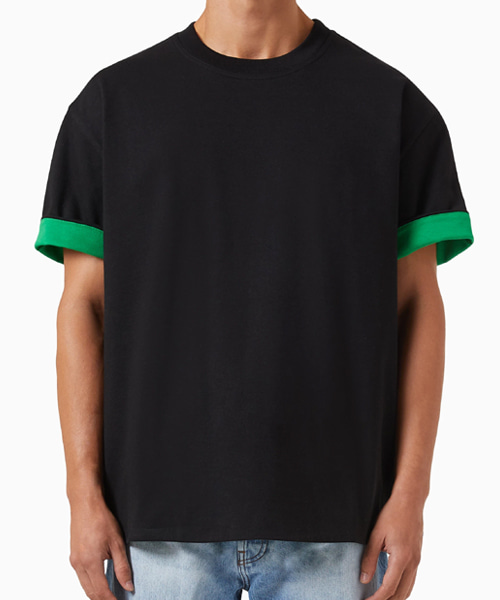 더블 레이어드 코튼 저지 티셔츠