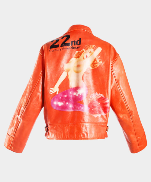 FW 1991 오렌지 가죽 마릴린 먼로 자켓
