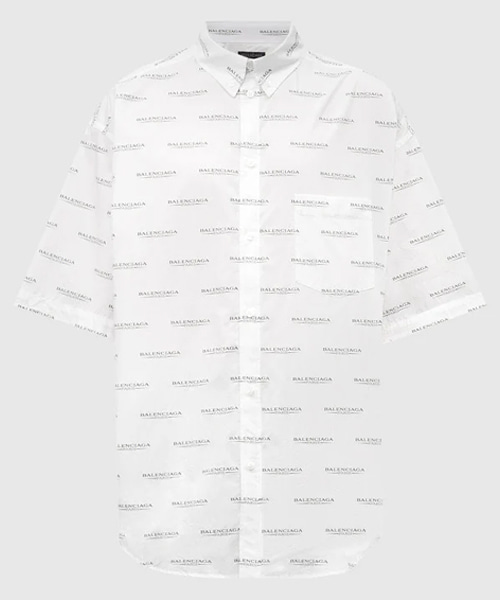 멀티로고 프린트 숏 슬리브 셔츠