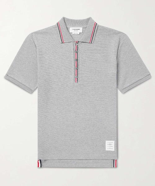 코튼 와플 리브 커프 폴로 셔츠