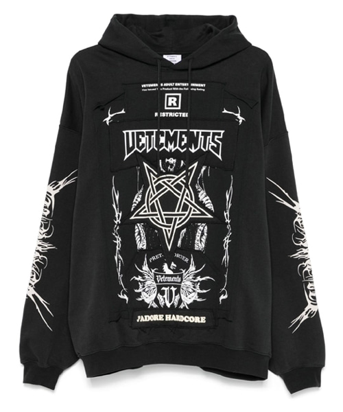 그래픽 프린트 후드 스웨트셔츠