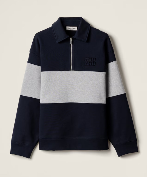 하프 집업 코튼 스웨트셔츠