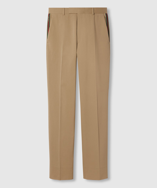 웹 디테일 코튼 개버딘 팬츠