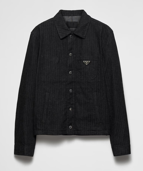 셰브론 데님 블루종 재킷