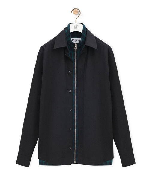 체크 레이어드 코튼 셔츠