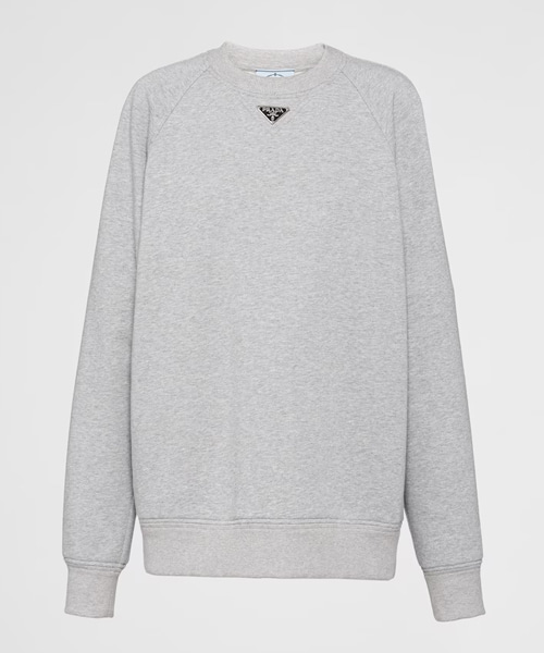 삼각 로고 패치 롱 슬리브 코튼 스웨트셔츠