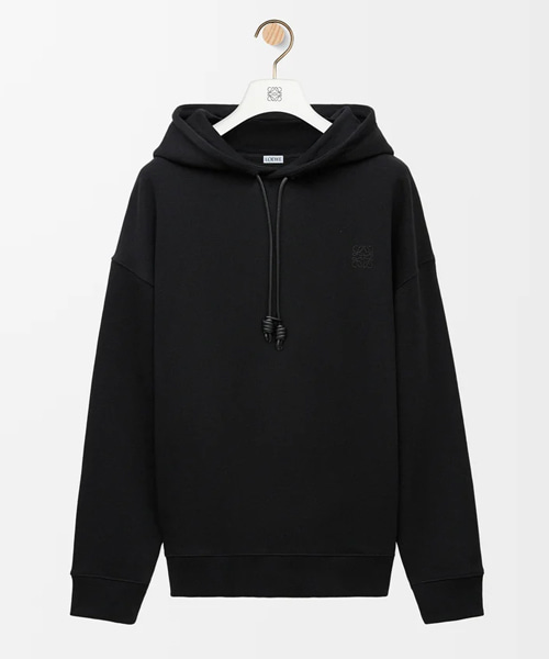 로고 자수 릴렉스 핏 코튼 후드 스웨트셔츠