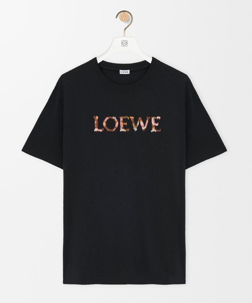 멀티컬러 로고 자수 코튼 티셔츠