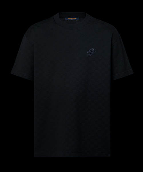 다미에 코튼 피케 티셔츠