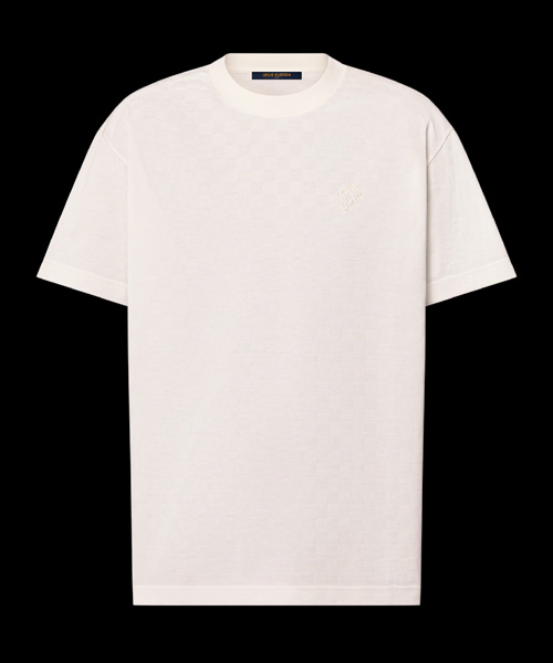 다미에 코튼 피케 티셔츠