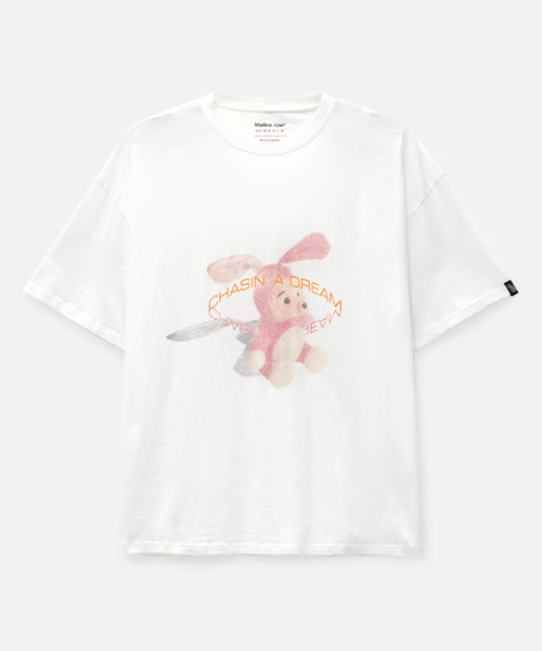 그래픽 프린트 코튼 숏 슬리브 티셔츠