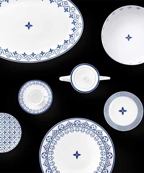 모노그램 플라워 타일 식기 세트