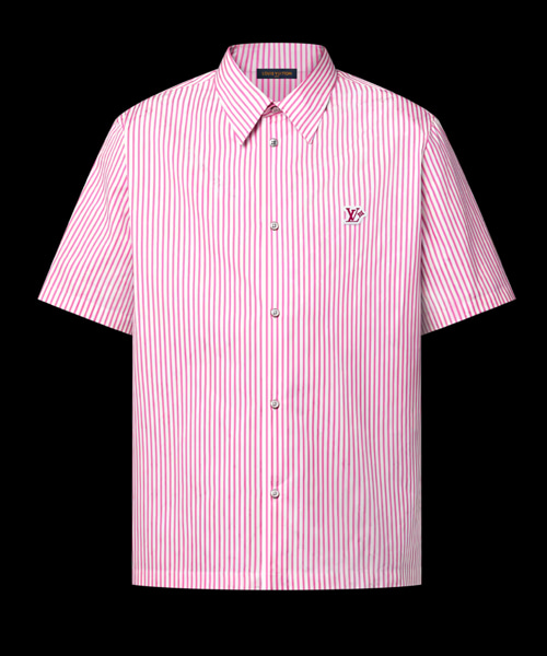 모노그램 스트라이프 숏 슬리브 셔츠