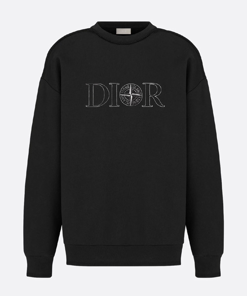 블랙 코튼 플리스 스웨트셔츠