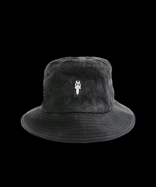 크로스 레더 패치 버킷햇