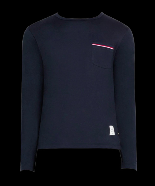 스트라이프 포켓 코튼 티셔츠