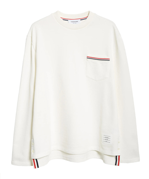 스트라이프 포켓 코튼 티셔츠