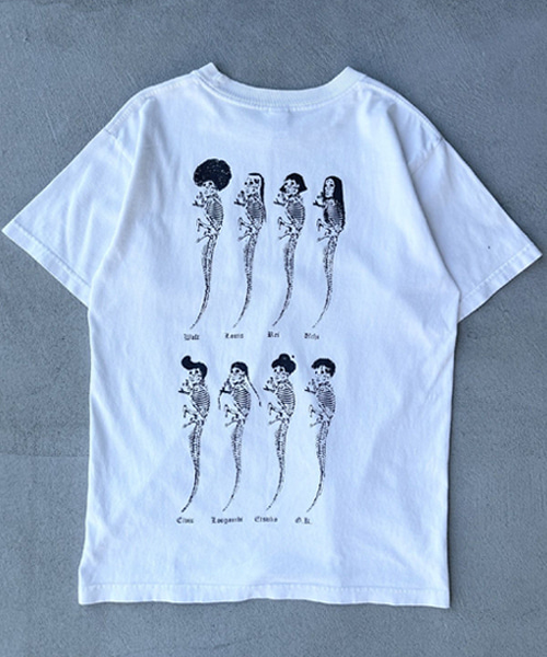 스켈레톤 프린트 숏 슬리브 티셔츠