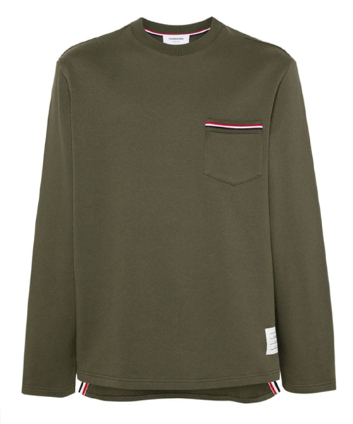 스트라이프 포켓 코튼 티셔츠