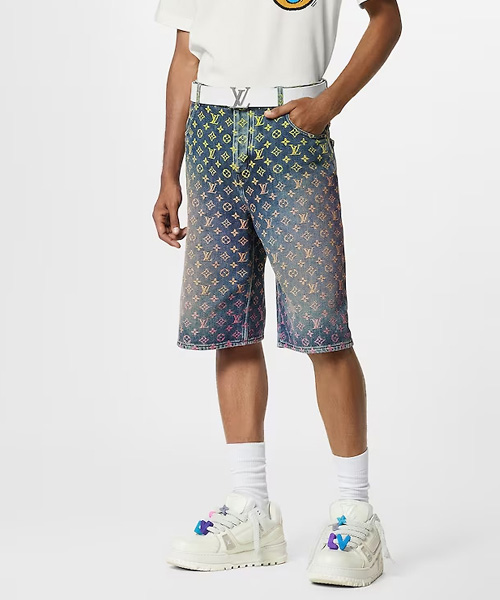 레인보우 모노그램 데님 쇼츠