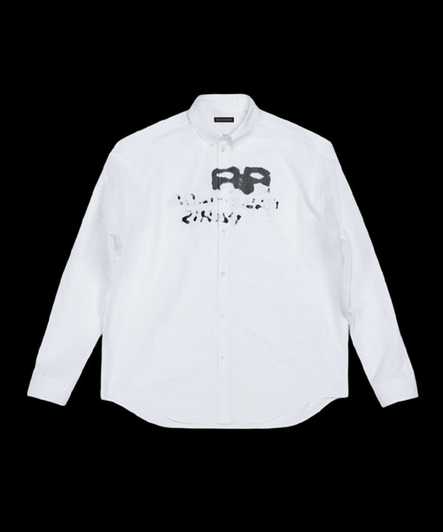 핸드 드로운 BB 아이콘 롱 슬리브 라지 핏 셔츠