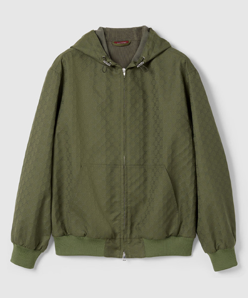 GG 코튼 립스탑 후드 재킷