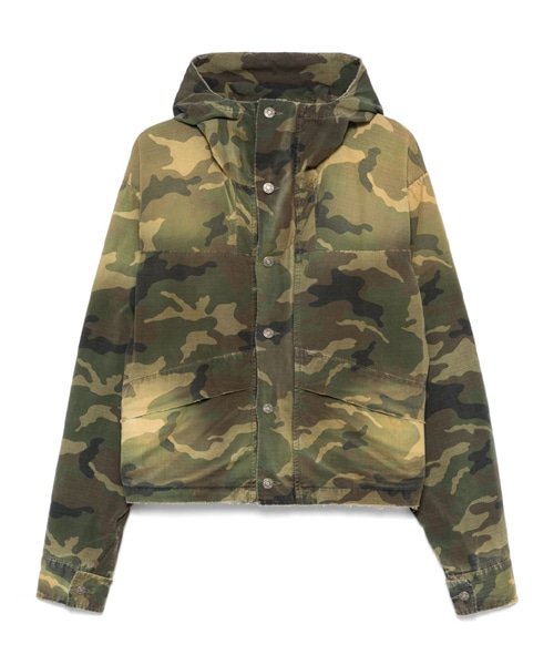 카모프랄쥬 패턴 크롭 후드 자켓