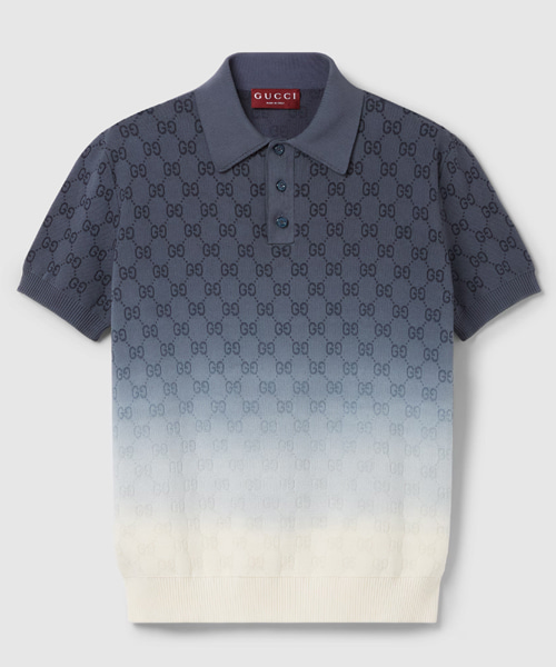 GG 코튼 니트 자카드 폴로 셔츠