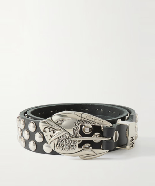 돔 4cm 스터드 레더 벨트
