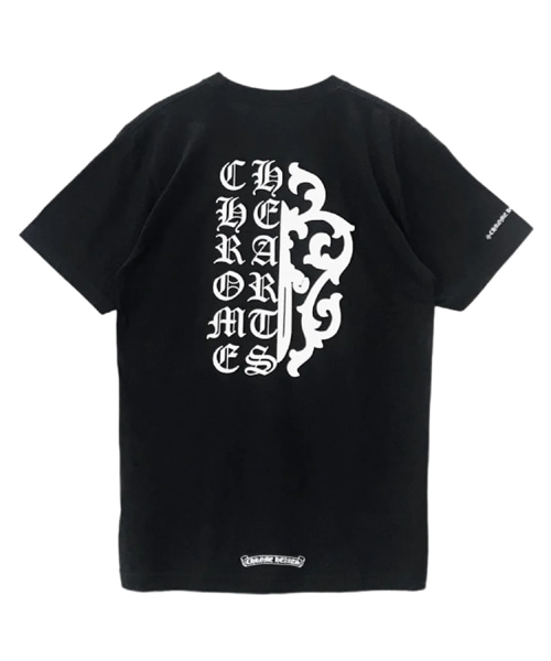 스크립트 대거 숏 슬리브 코튼 티셔츠